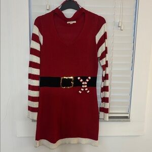 Holiday Chic Red and White Striped Mini Dress